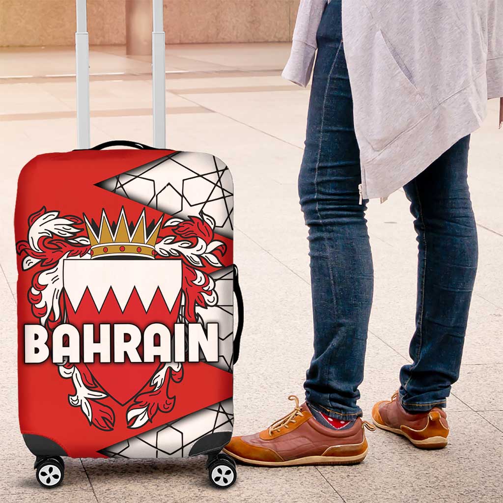 Bahrain Shield Design Luggage Cover with Arabesque Tile Motif in Red TS04