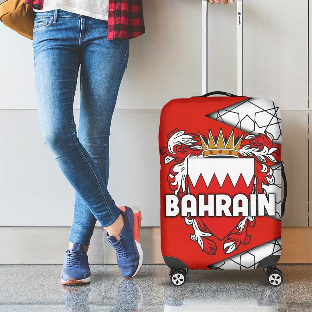 Bahrain Shield Design Luggage Cover with Arabesque Tile Motif in Red TS04