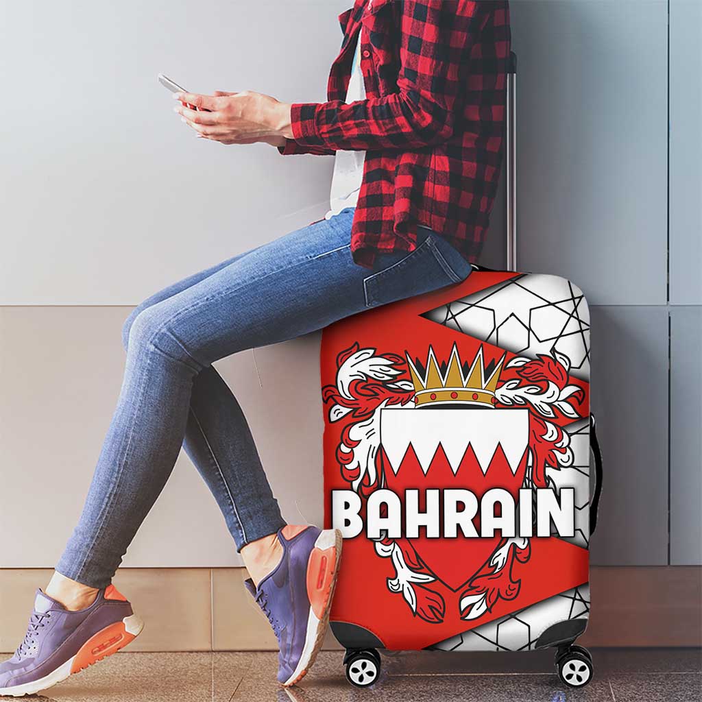 Bahrain Shield Design Luggage Cover with Arabesque Tile Motif in Red TS04