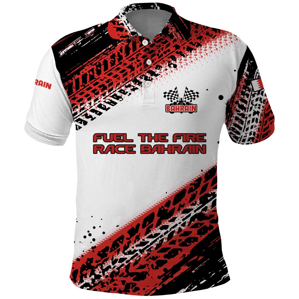 Formula 1 Inspired Bahrain Race Polo Shirt with Checkered Flag Print TS04