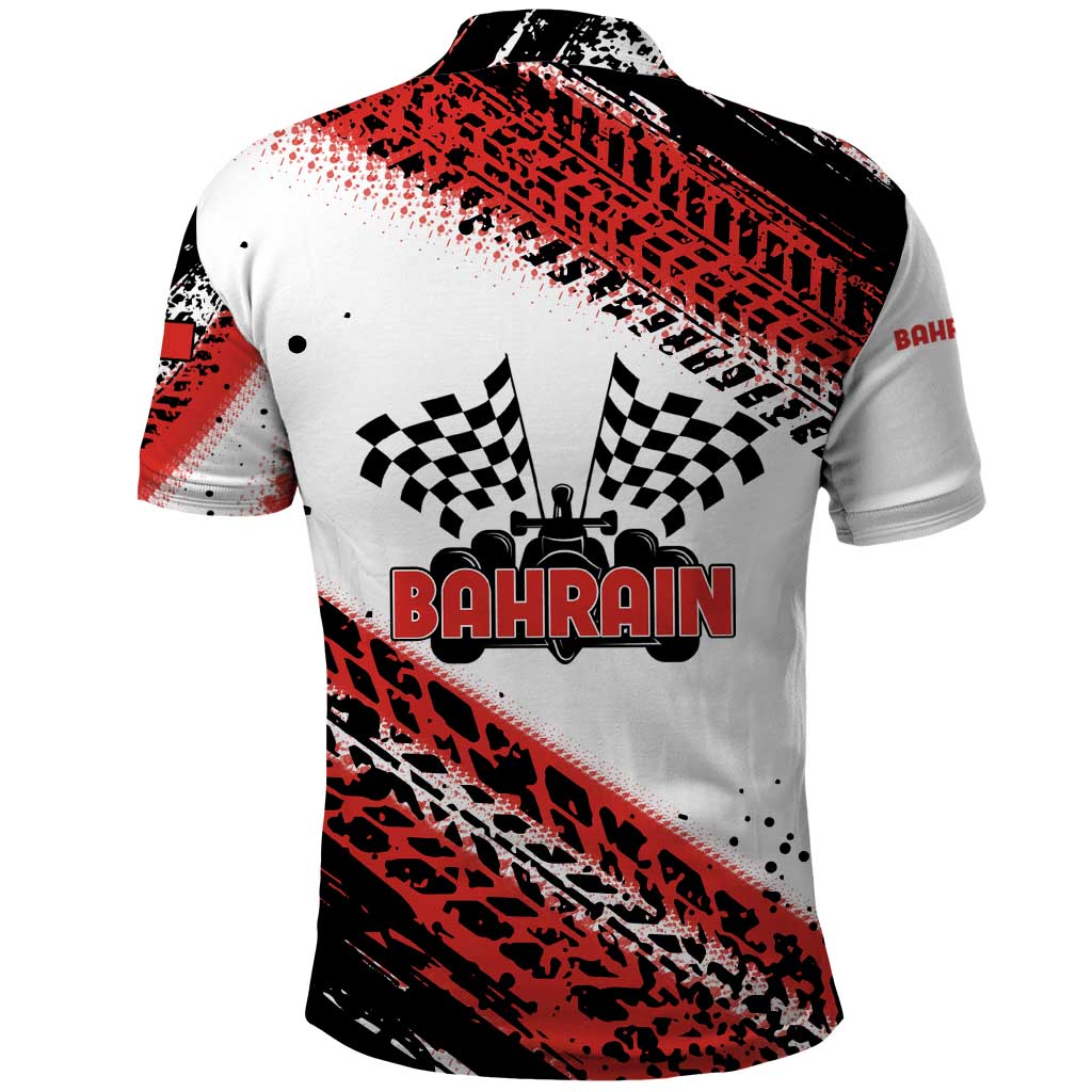 Formula 1 Inspired Bahrain Race Polo Shirt with Checkered Flag Print TS04