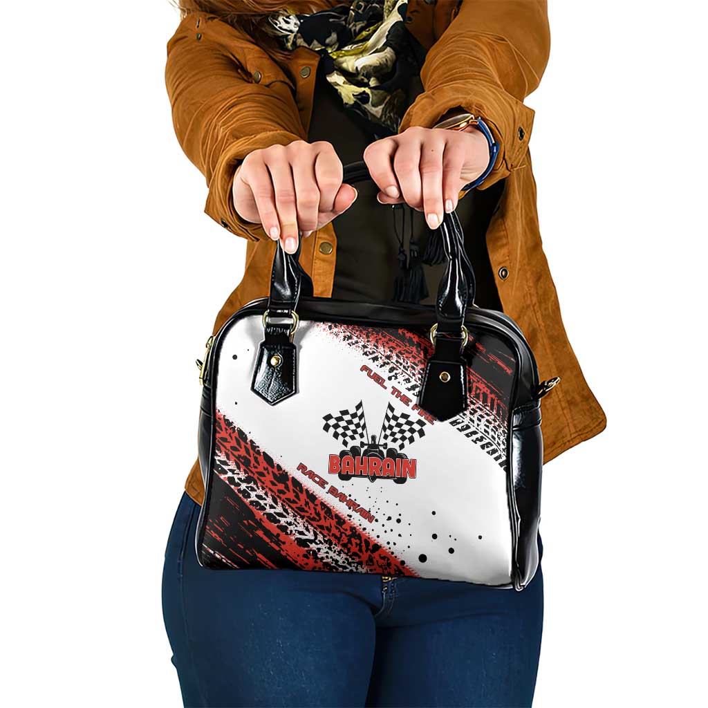 Formula 1 Inspired Bahrain Race Shoulder Handbag with Checkered Flag Print TS04