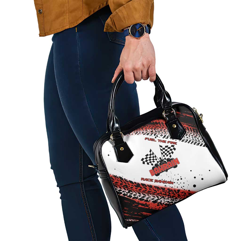 Formula 1 Inspired Bahrain Race Shoulder Handbag with Checkered Flag Print TS04
