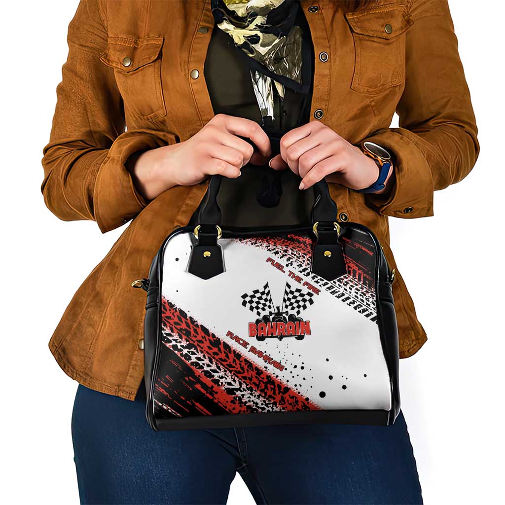 Formula 1 Inspired Bahrain Race Shoulder Handbag with Checkered Flag Print TS04