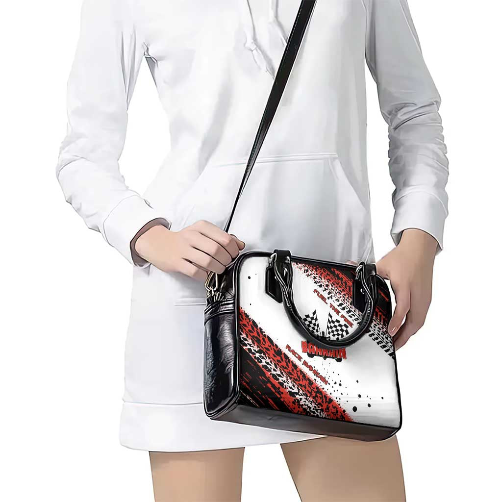 Formula 1 Inspired Bahrain Race Shoulder Handbag with Checkered Flag Print TS04