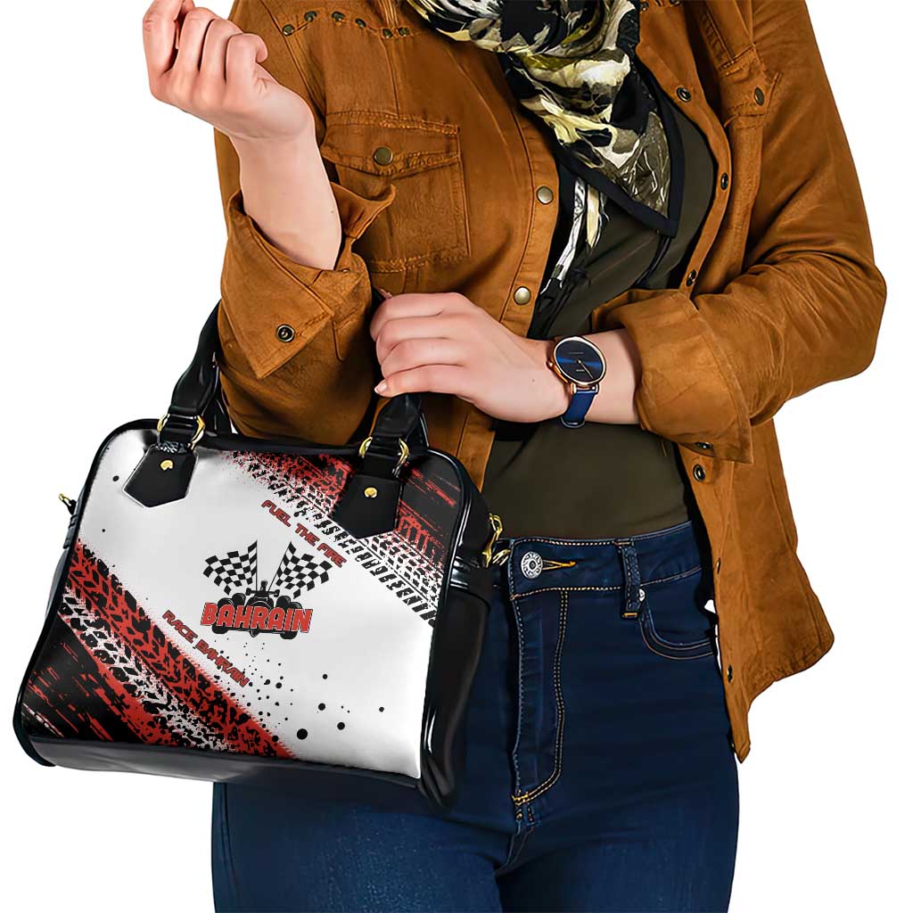 Formula 1 Inspired Bahrain Race Shoulder Handbag with Checkered Flag Print TS04