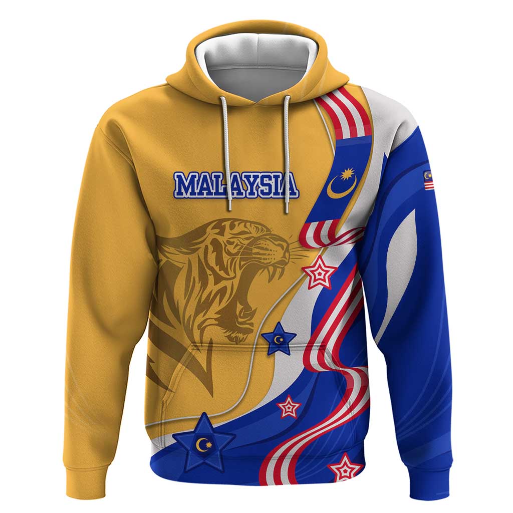 Malaysian Tiger and National Flag Hoodie with Royal Gold and Blue Design TS04