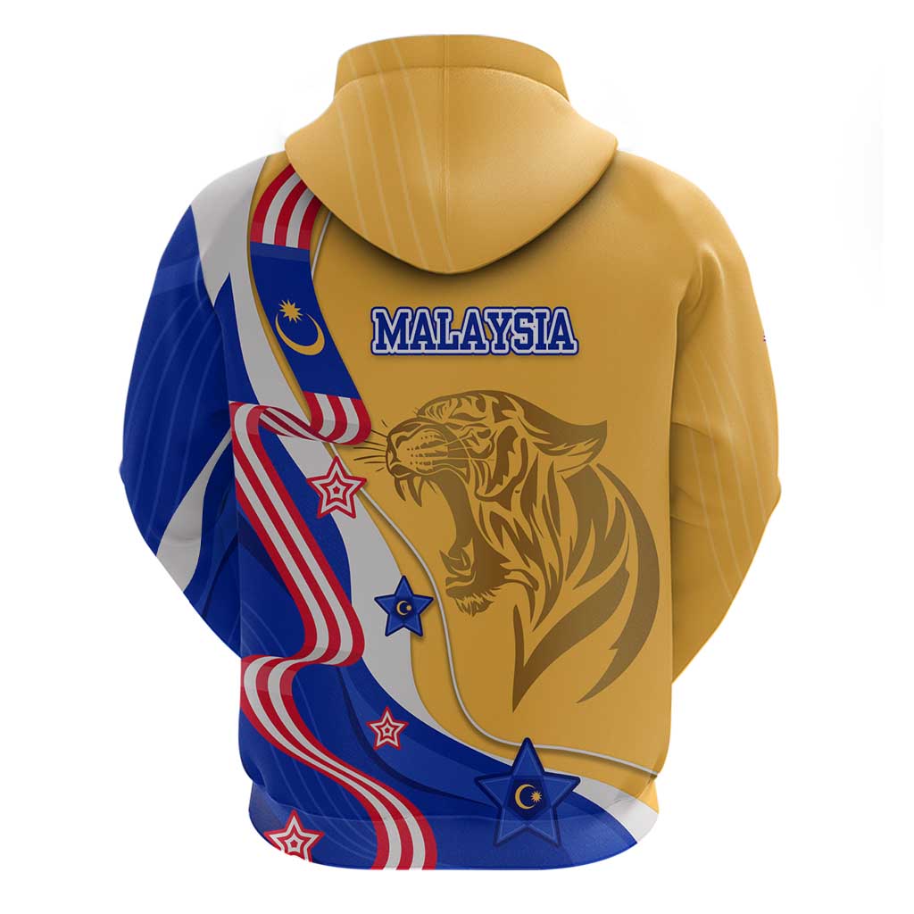 Malaysian Tiger and National Flag Hoodie with Royal Gold and Blue Design TS04