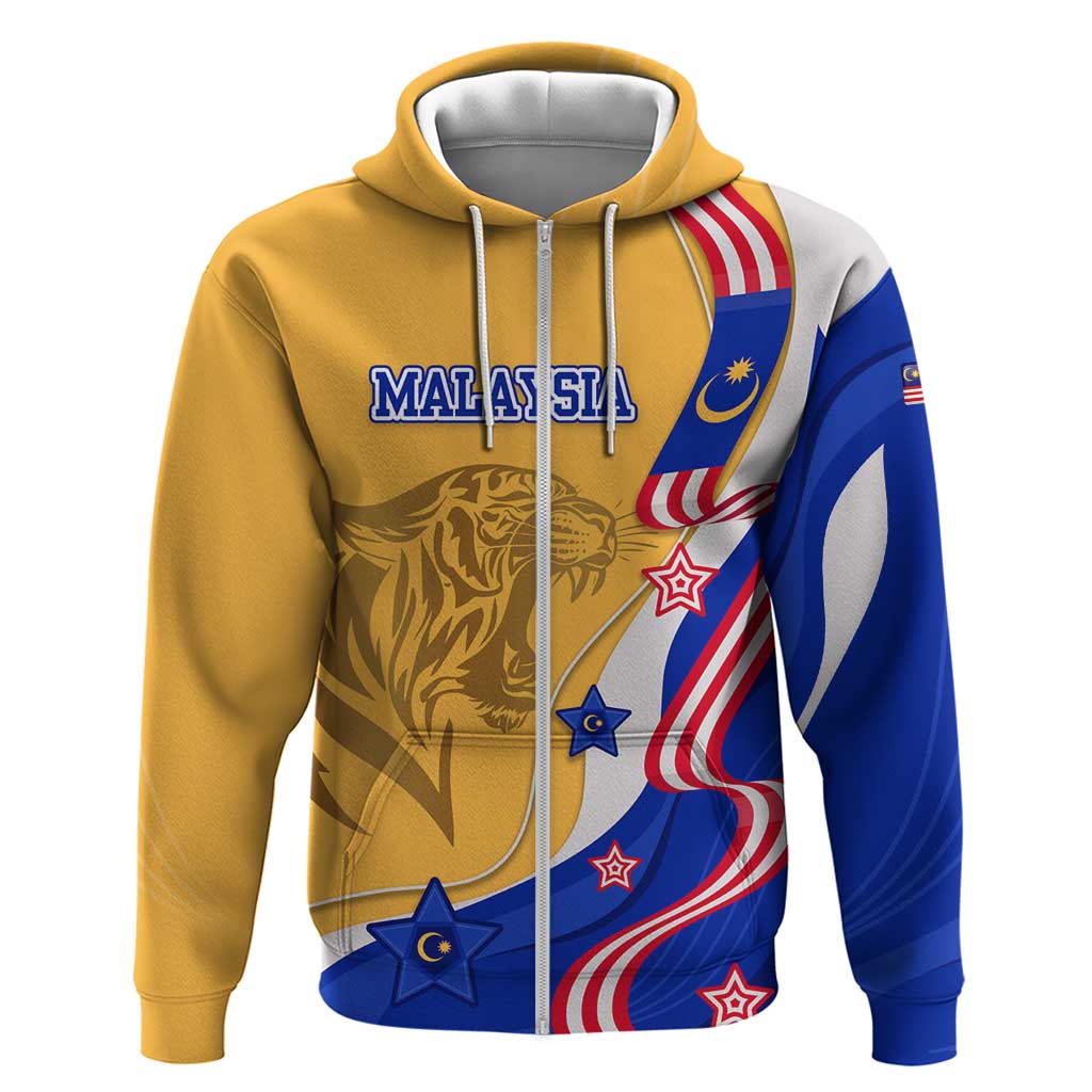 Malaysian Tiger and National Flag Hoodie with Royal Gold and Blue Design TS04