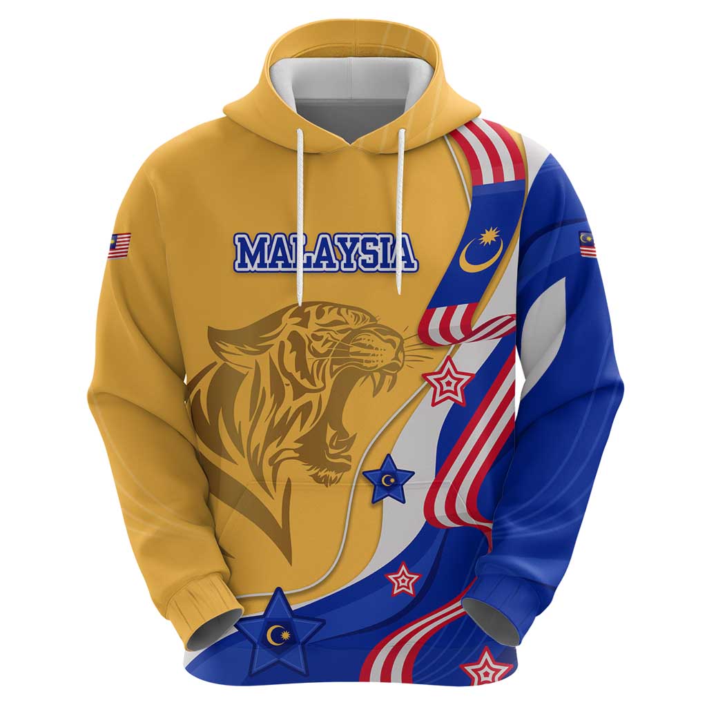 Malaysian Tiger and National Flag Hoodie with Royal Gold and Blue Design TS04