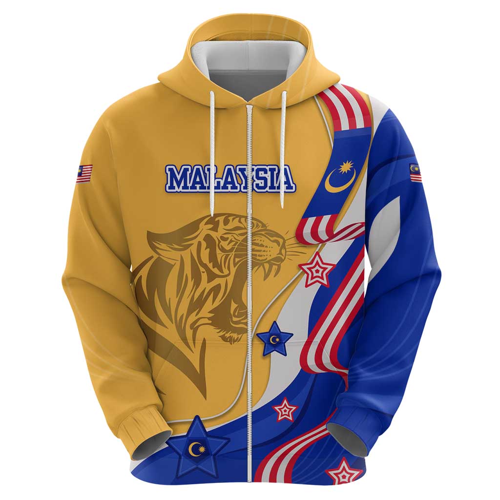 Malaysian Tiger and National Flag Hoodie with Royal Gold and Blue Design TS04