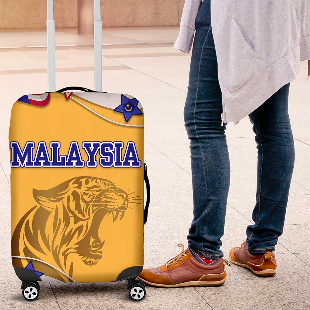 Malaysian Tiger and National Flag Luggage Cover with Royal Gold and Blue Design TS04
