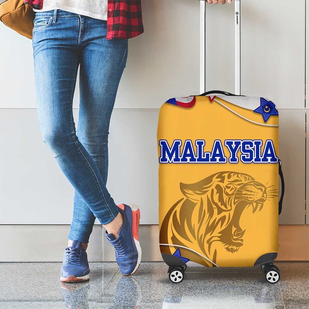Malaysian Tiger and National Flag Luggage Cover with Royal Gold and Blue Design TS04