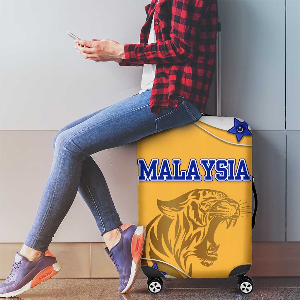 Malaysian Tiger and National Flag Luggage Cover with Royal Gold and Blue Design TS04