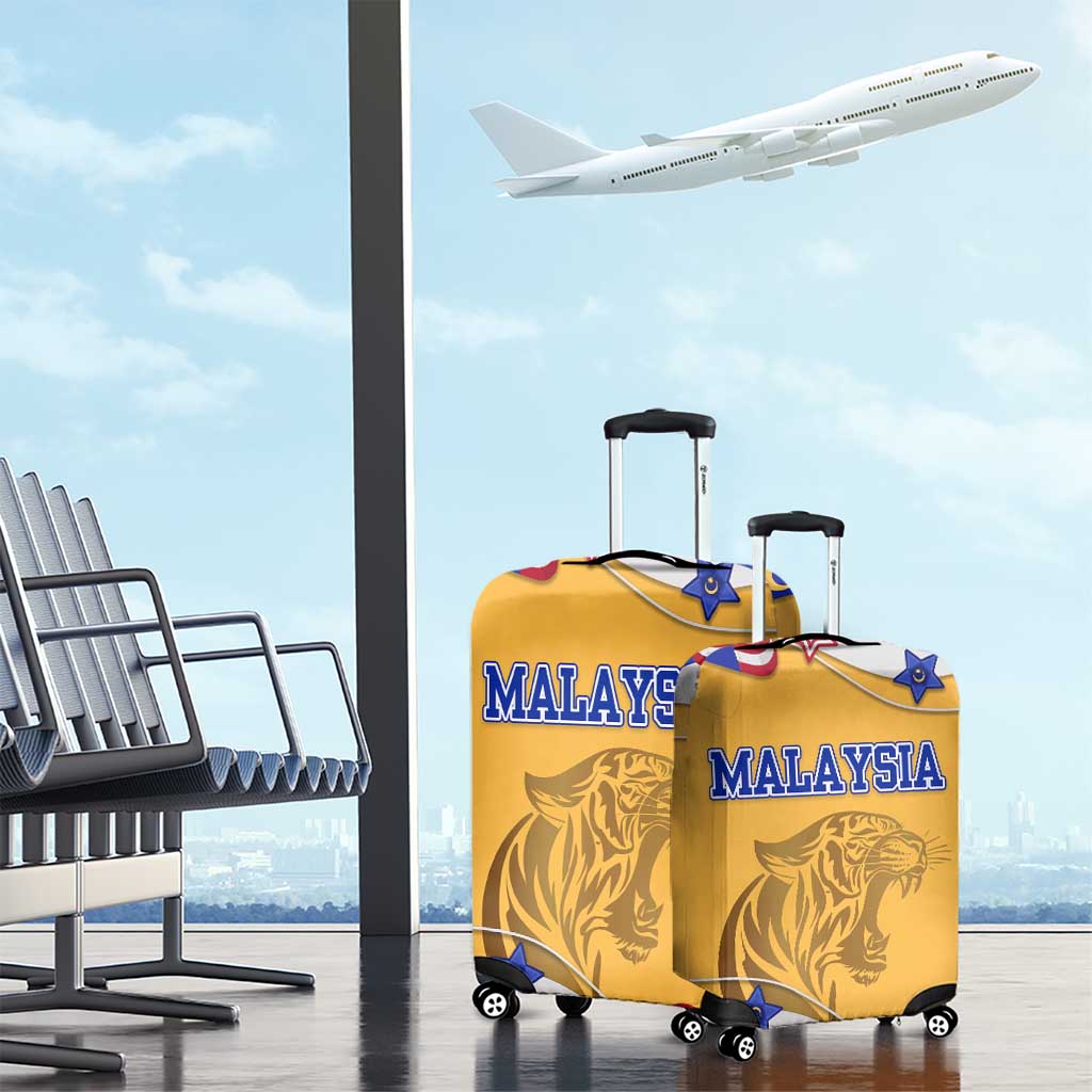 Malaysian Tiger and National Flag Luggage Cover with Royal Gold and Blue Design TS04