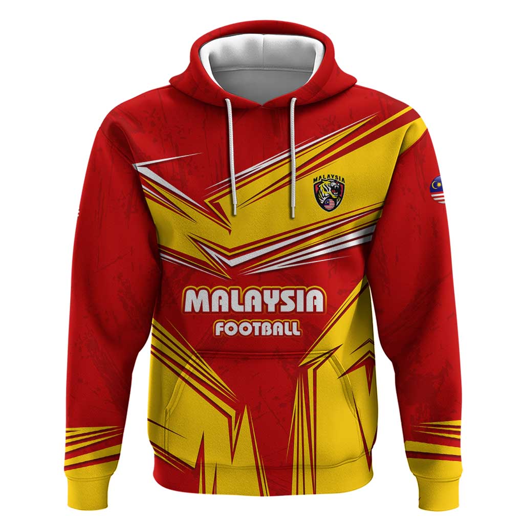 Malaysia Football Hoodie with Roaring Tiger and Red Yellow National Colors TS04