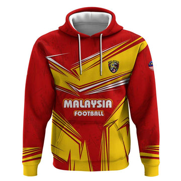 Malaysia Football Hoodie with Roaring Tiger and Red Yellow National Colors TS04