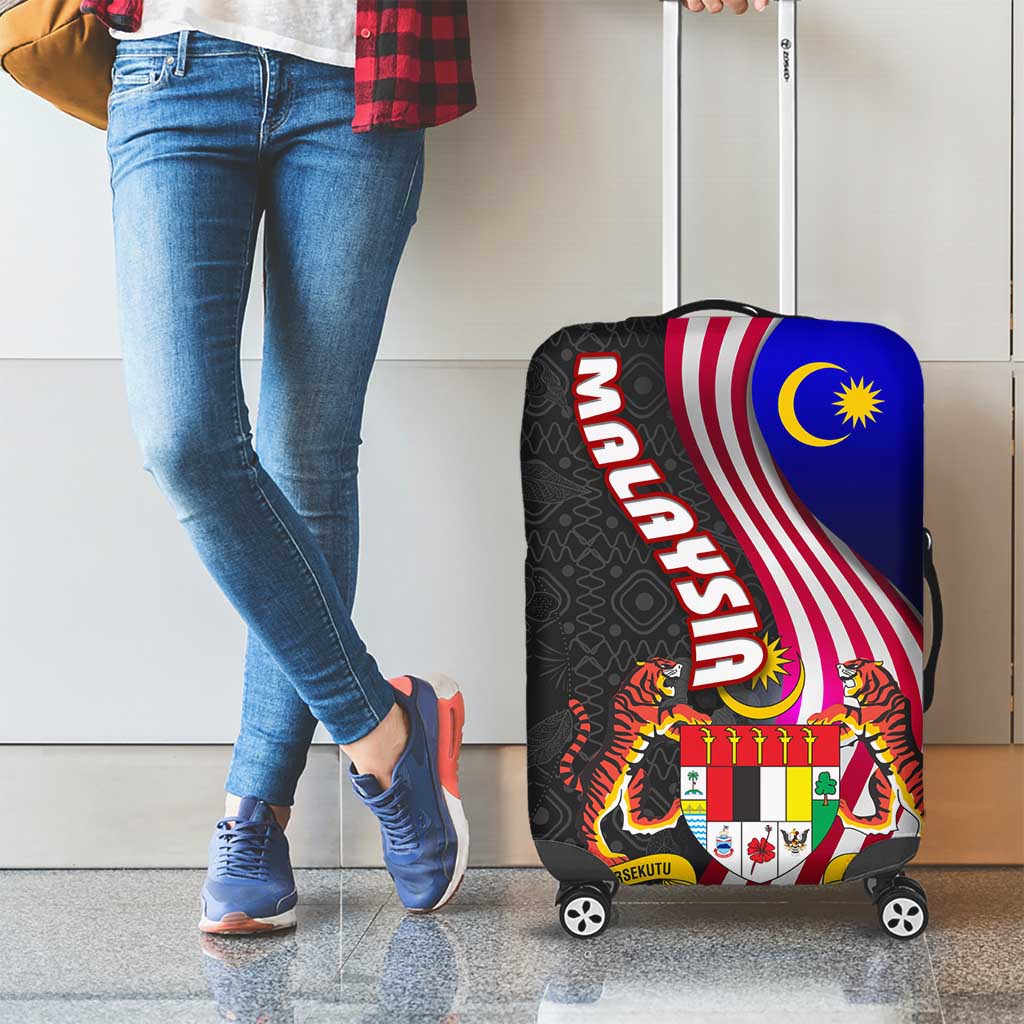 Malaysia Coat of Arms Luggage Cover with National Flag and Black Batik Pattern TS04