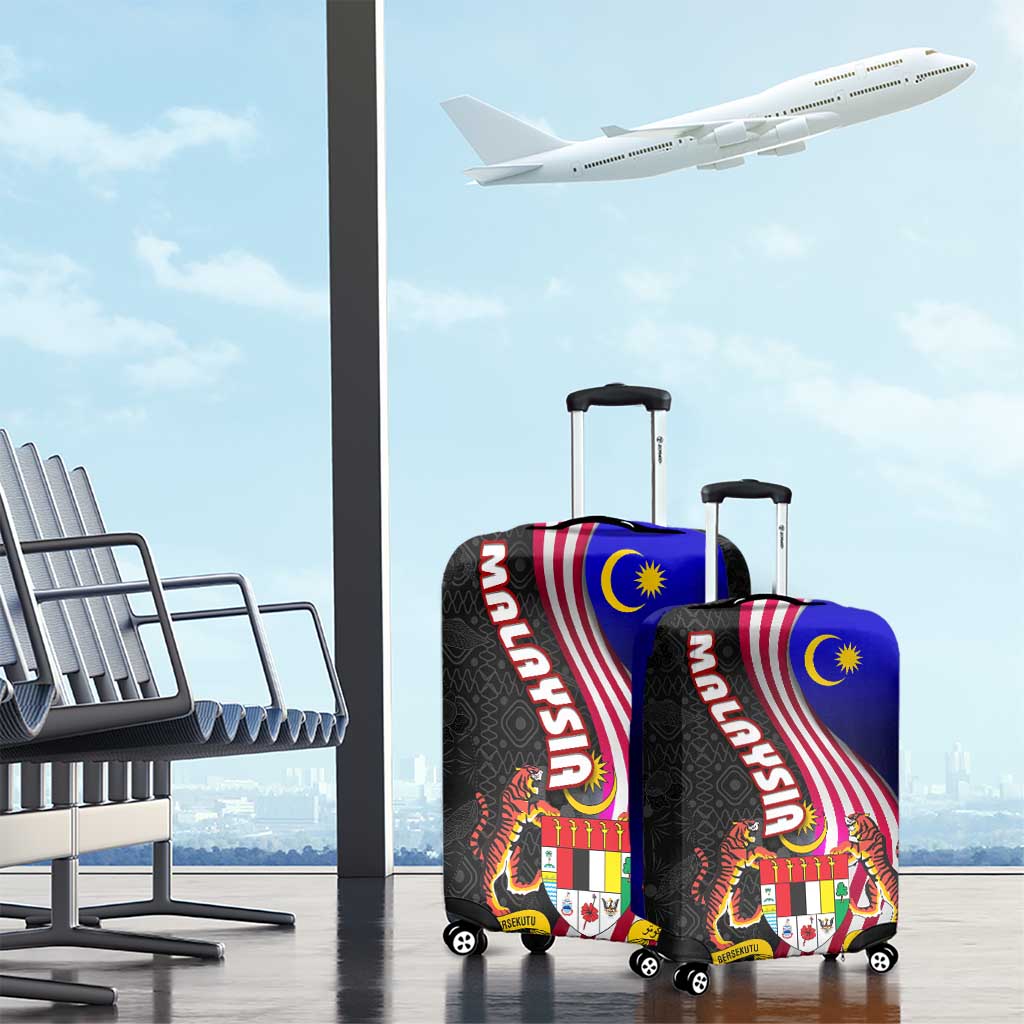 Malaysia Coat of Arms Luggage Cover with National Flag and Black Batik Pattern TS04