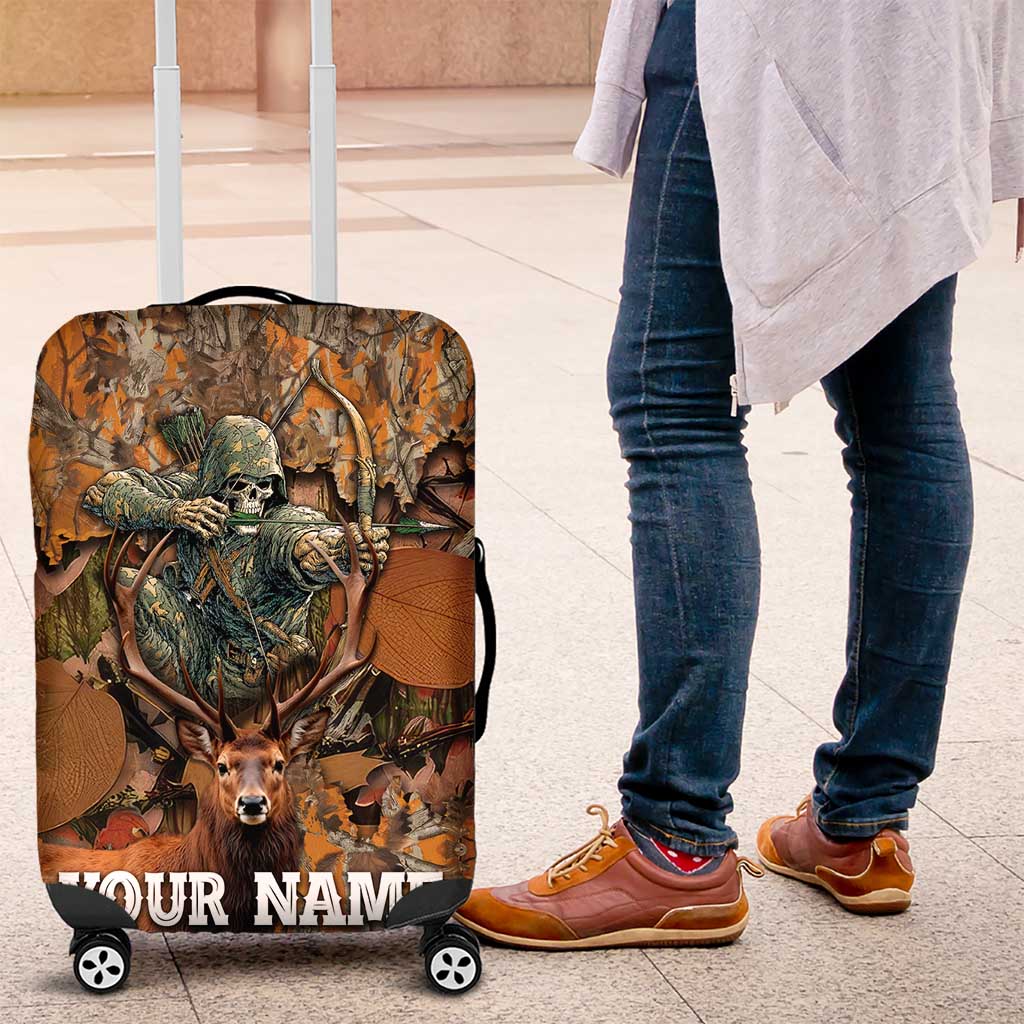 Custom Deer Hunting Luggage Cover Big Game Camo Forest Design and Skeleton Archer TS04
