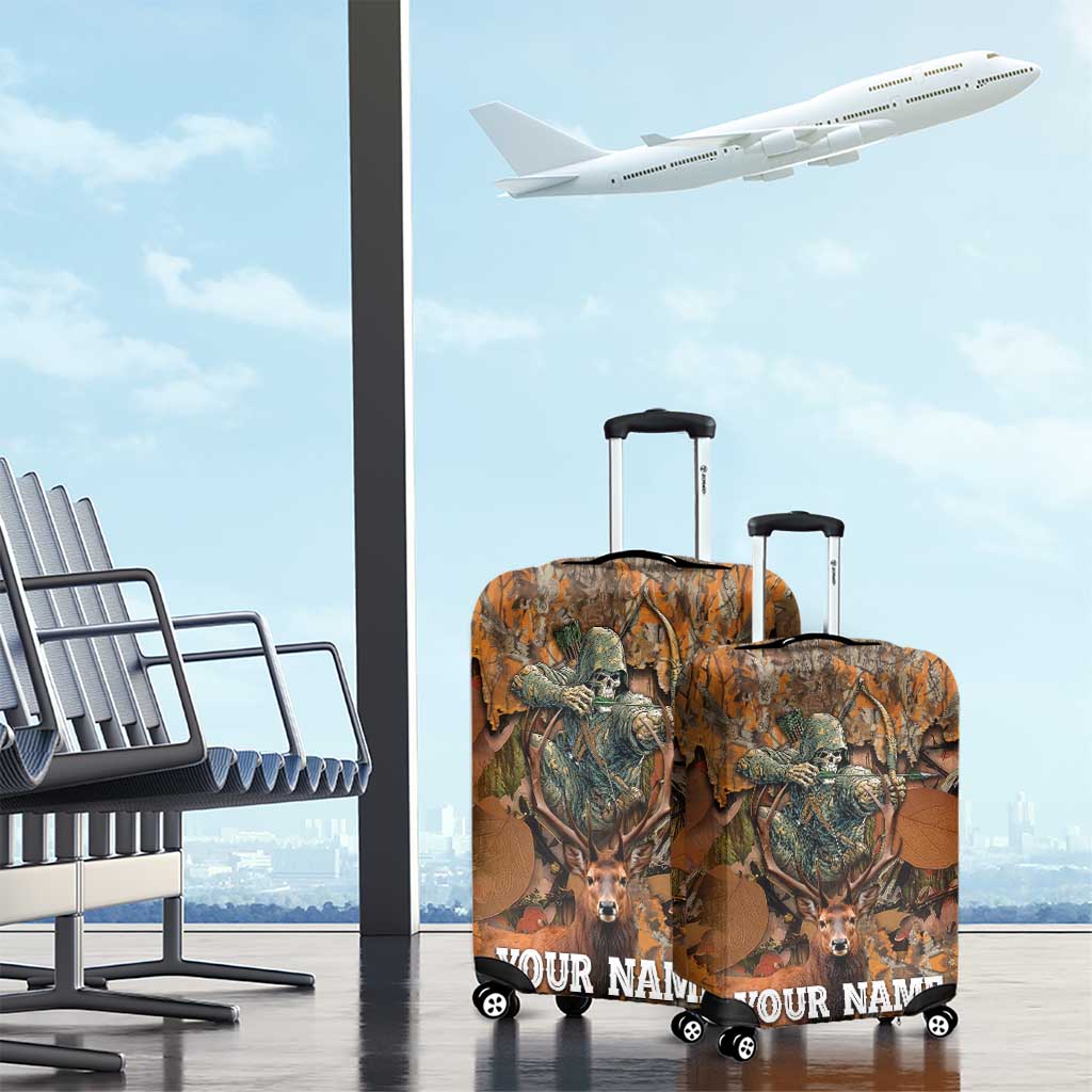 Custom Deer Hunting Luggage Cover Big Game Camo Forest Design and Skeleton Archer TS04