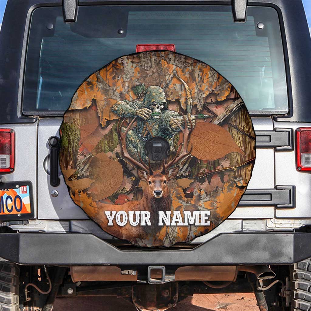 Custom Deer Hunting Spare Tire Cover Big Game Camo Forest Design and Skeleton Archer TS04