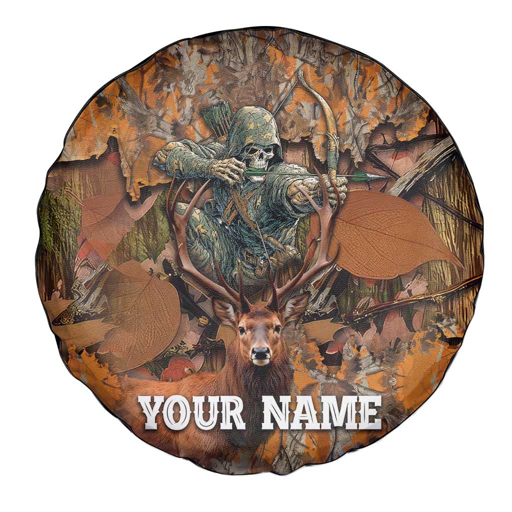 Custom Deer Hunting Spare Tire Cover Big Game Camo Forest Design and Skeleton Archer TS04