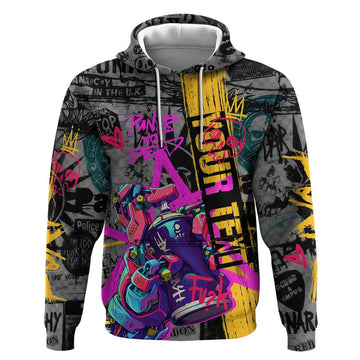 Punk Cheetah Graffiti Hoodie with Punk Not Dead Street Art and Neon Jungle Design TS04
