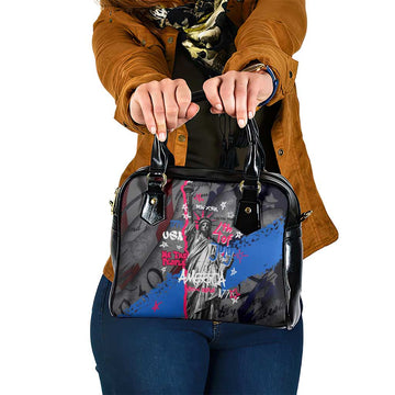 4th of July Graffiti Shoulder Handbag with Statue of Liberty and American Independence Street Art Design TS04
