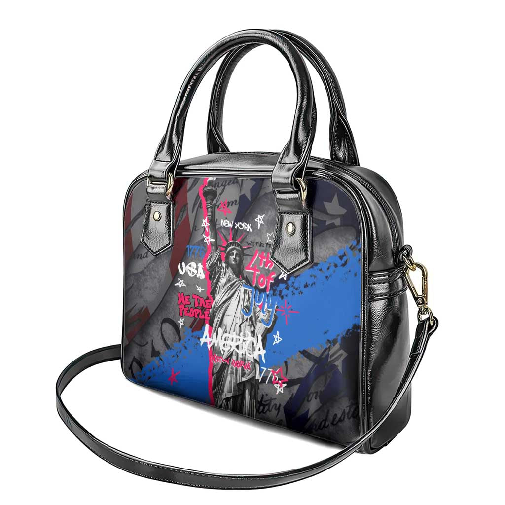 4th of July Graffiti Shoulder Handbag with Statue of Liberty and American Independence Street Art Design TS04