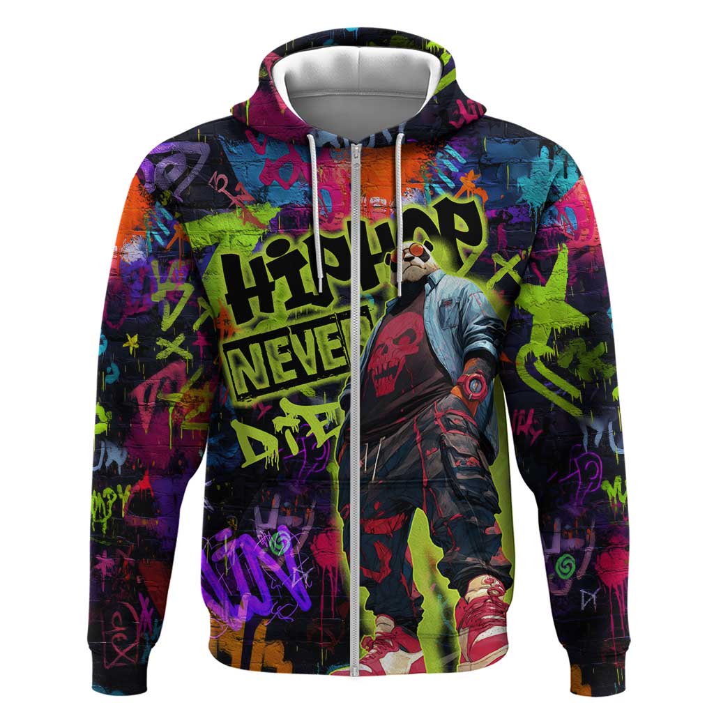 Graffiti Hip Hop Hoodie with Neon Bear and Street Artist Panda Design TS04