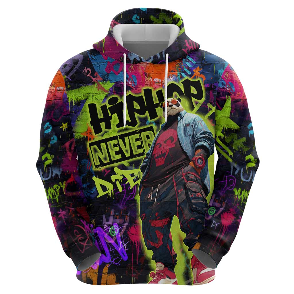 Graffiti Hip Hop Hoodie with Neon Bear and Street Artist Panda Design TS04