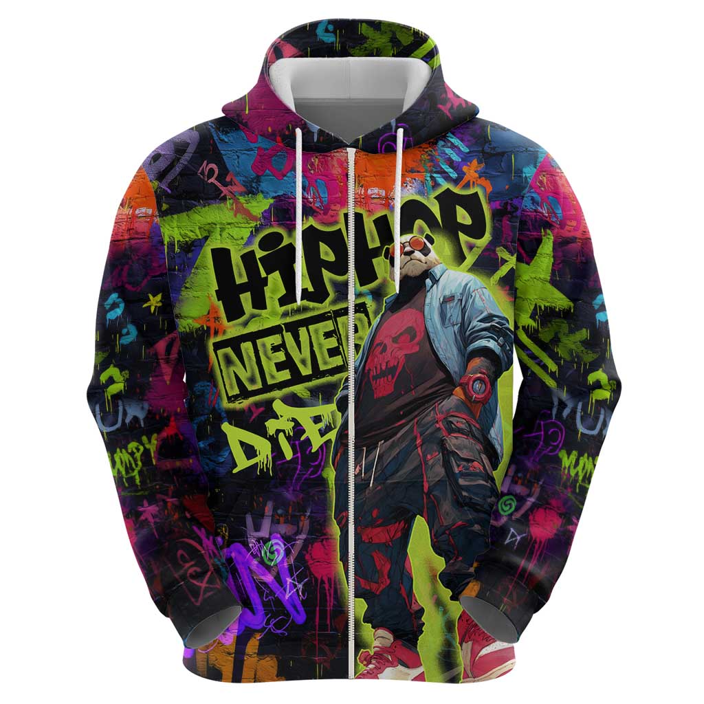 Graffiti Hip Hop Hoodie with Neon Bear and Street Artist Panda Design TS04