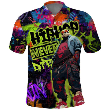 Graffiti Hip Hop Polo Shirt with Neon Bear and Street Artist Panda Design TS04
