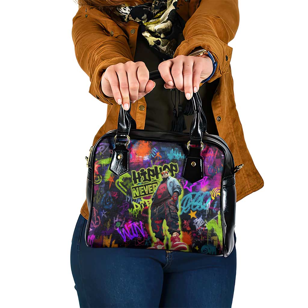 Graffiti Hip Hop Shoulder Handbag with Neon Bear and Street Artist Panda Design TS04