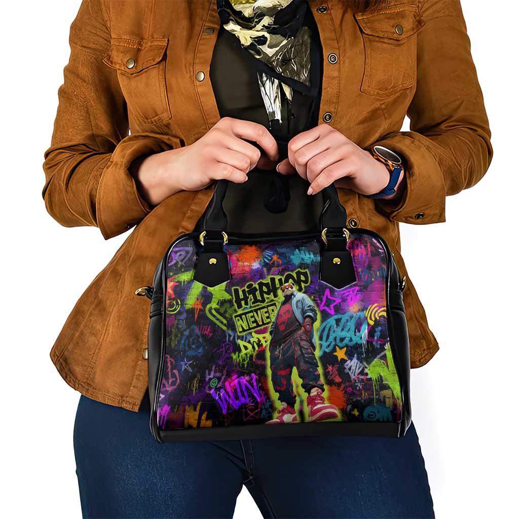 Graffiti Hip Hop Shoulder Handbag with Neon Bear and Street Artist Panda Design TS04