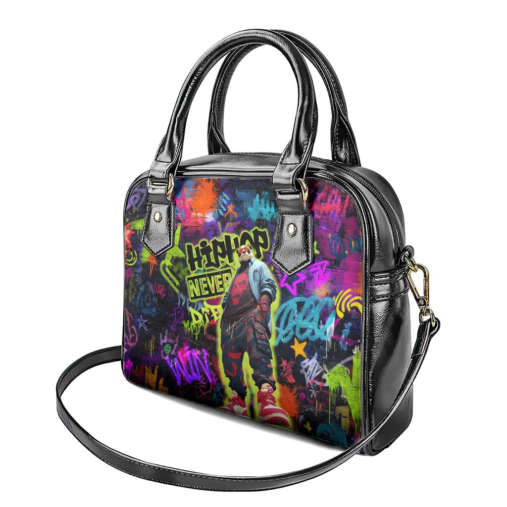 Graffiti Hip Hop Shoulder Handbag with Neon Bear and Street Artist Panda Design TS04