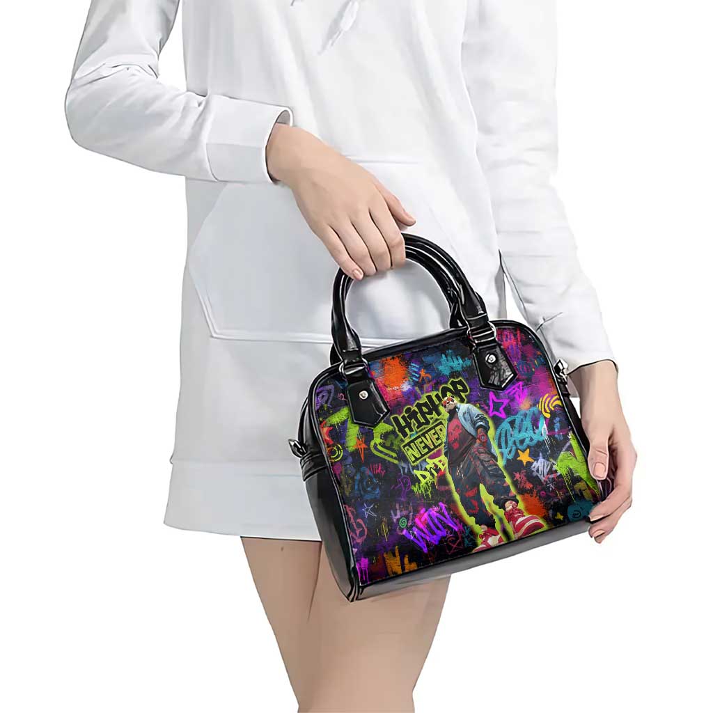 Graffiti Hip Hop Shoulder Handbag with Neon Bear and Street Artist Panda Design TS04