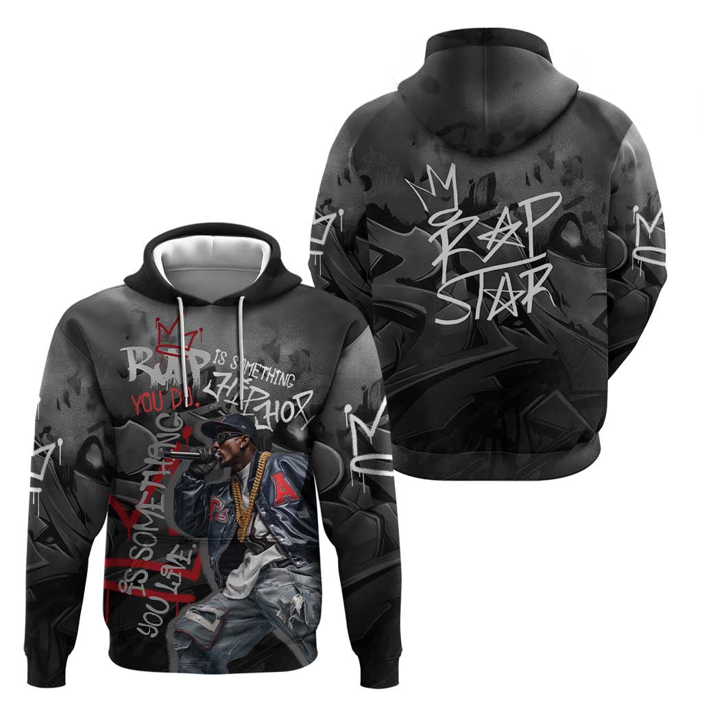 Rap Star Streetwear Hoodie with Graffiti Lettering and Hip Hop TS04