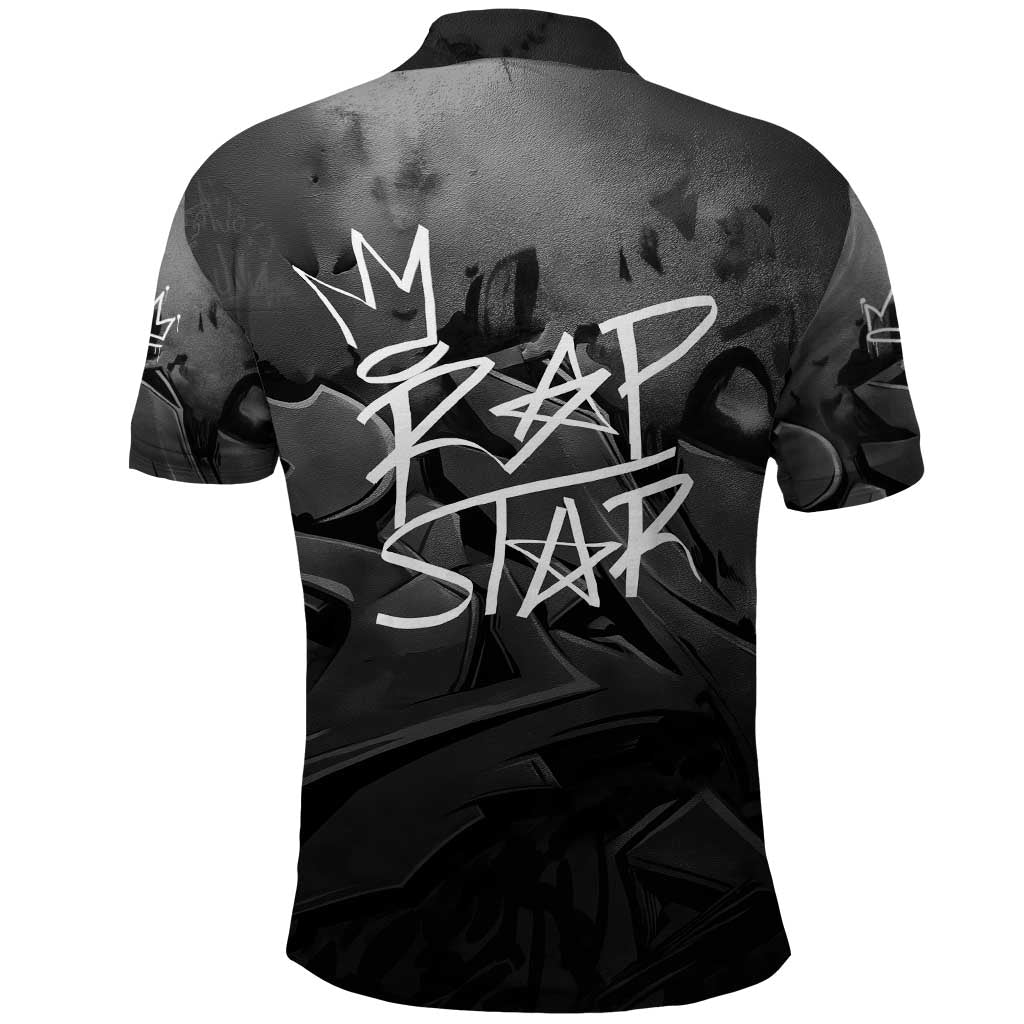 Rap Star Streetwear Polo Shirt with Graffiti Lettering and Hip Hop TS04