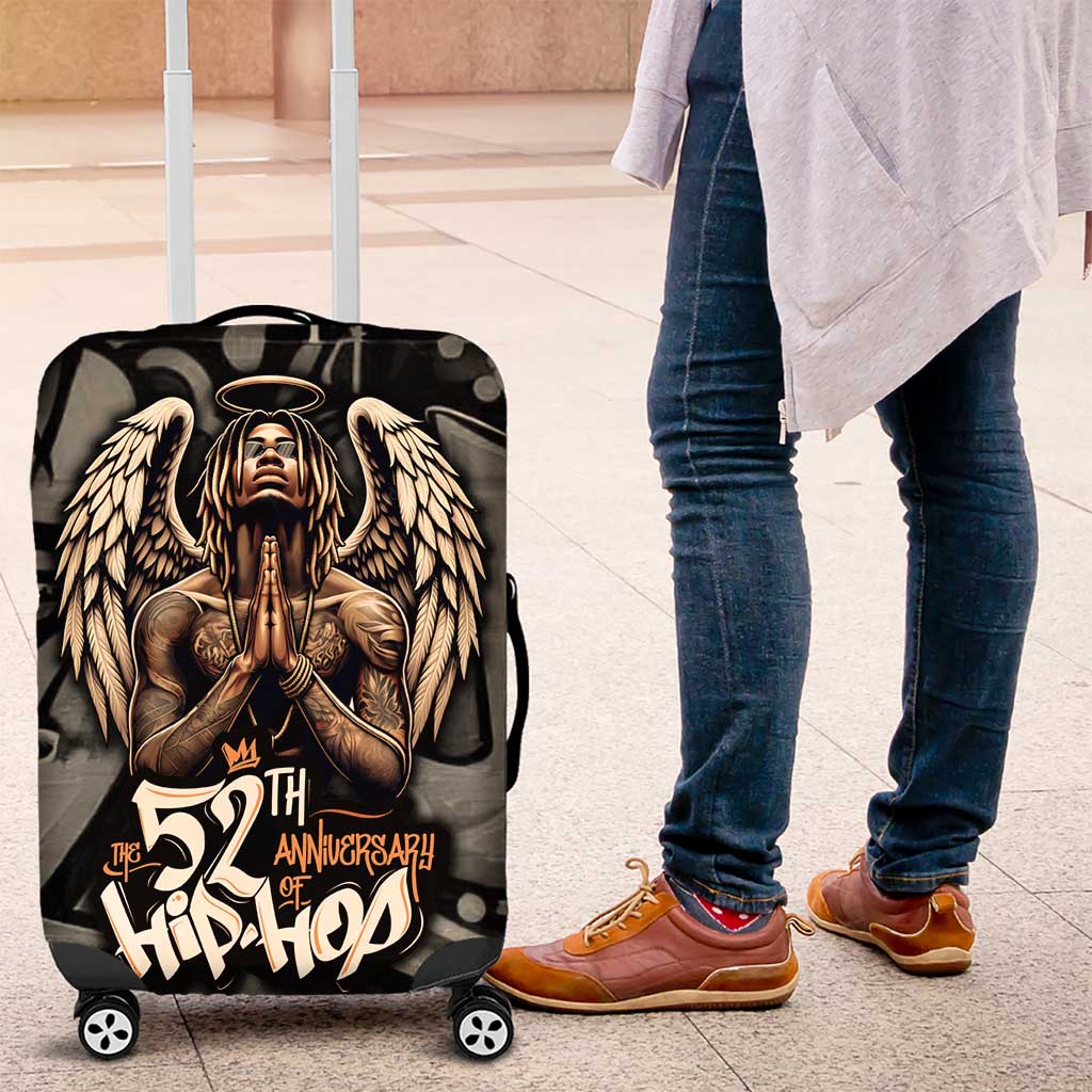 52th Anniversary Of Hiphop Celebration Luggage Cover with Praying Angel Graphic and Urban Graffiti Background TS04