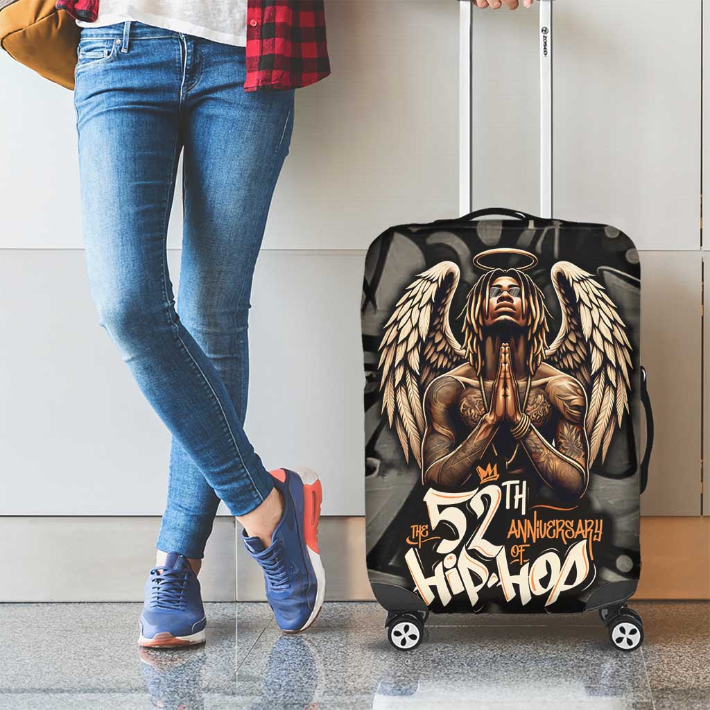 52th Anniversary Of Hiphop Celebration Luggage Cover with Praying Angel Graphic and Urban Graffiti Background TS04