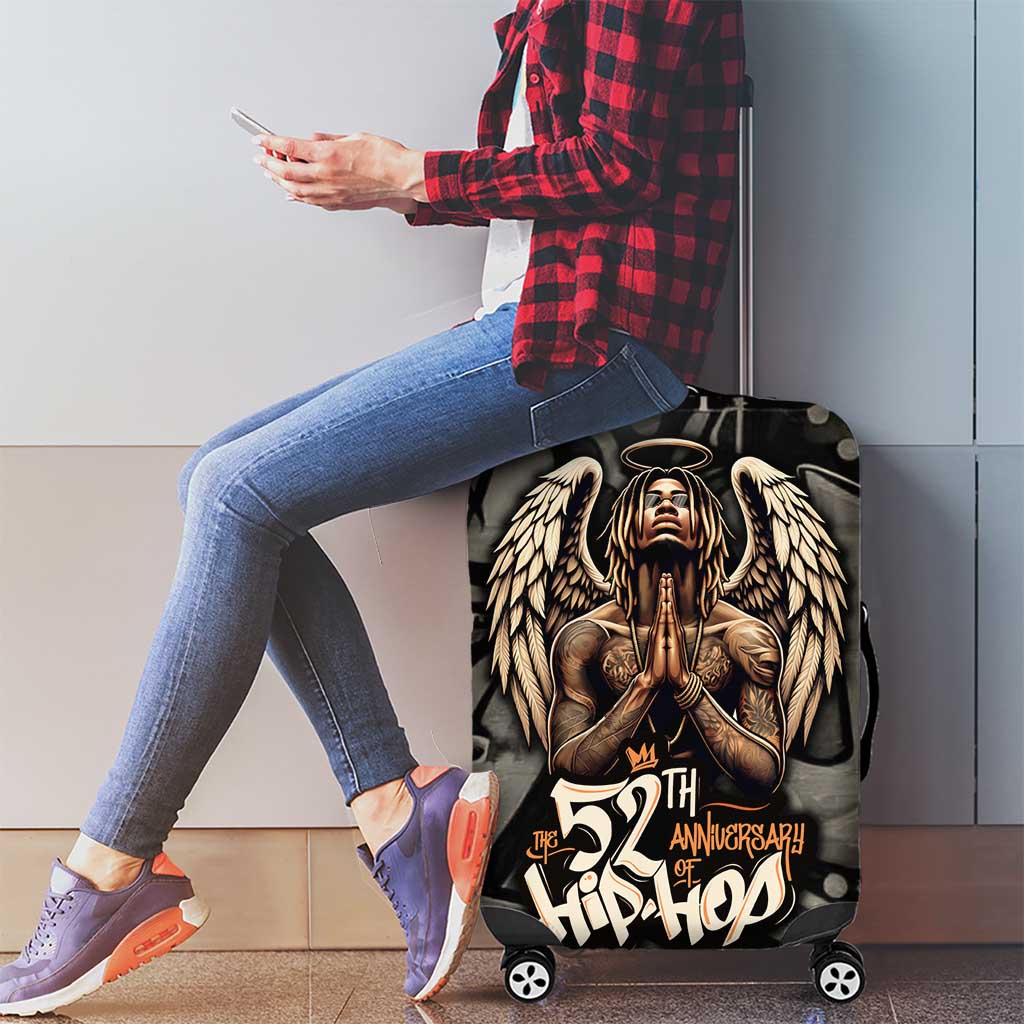 52th Anniversary Of Hiphop Celebration Luggage Cover with Praying Angel Graphic and Urban Graffiti Background TS04