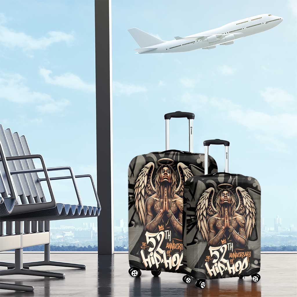 52th Anniversary Of Hiphop Celebration Luggage Cover with Praying Angel Graphic and Urban Graffiti Background TS04