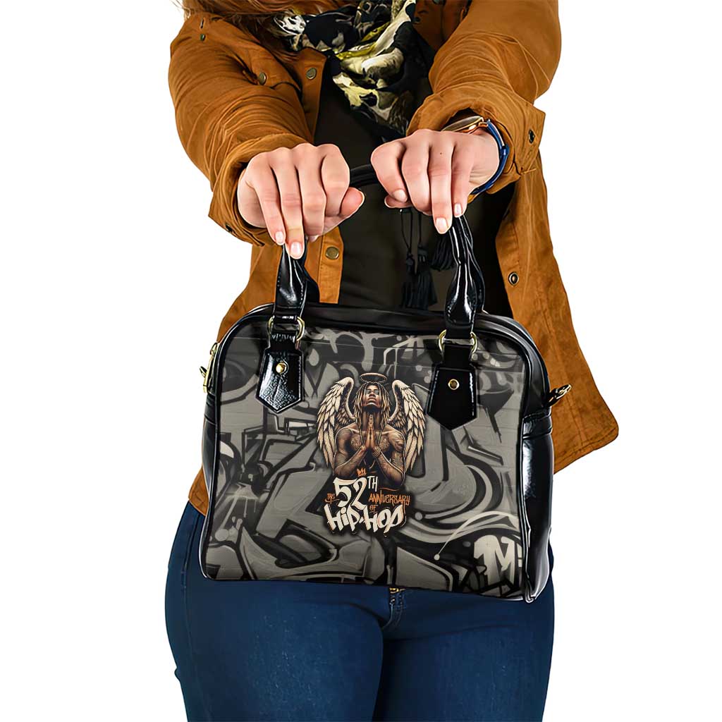 52th Anniversary Of Hiphop Celebration Shoulder Handbag with Praying Angel Graphic and Urban Graffiti Background TS04