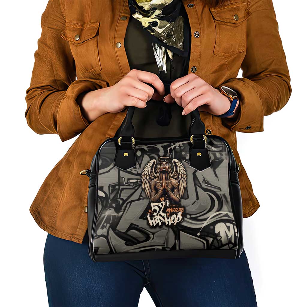 52th Anniversary Of Hiphop Celebration Shoulder Handbag with Praying Angel Graphic and Urban Graffiti Background TS04