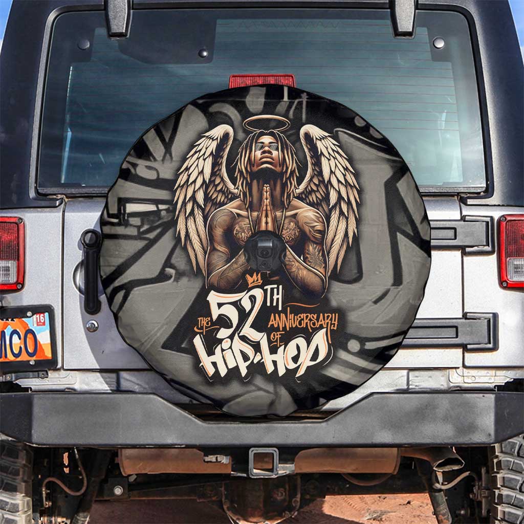 52th Anniversary Of Hiphop Celebration Spare Tire Cover with Praying Angel Graphic and Urban Graffiti Background TS04