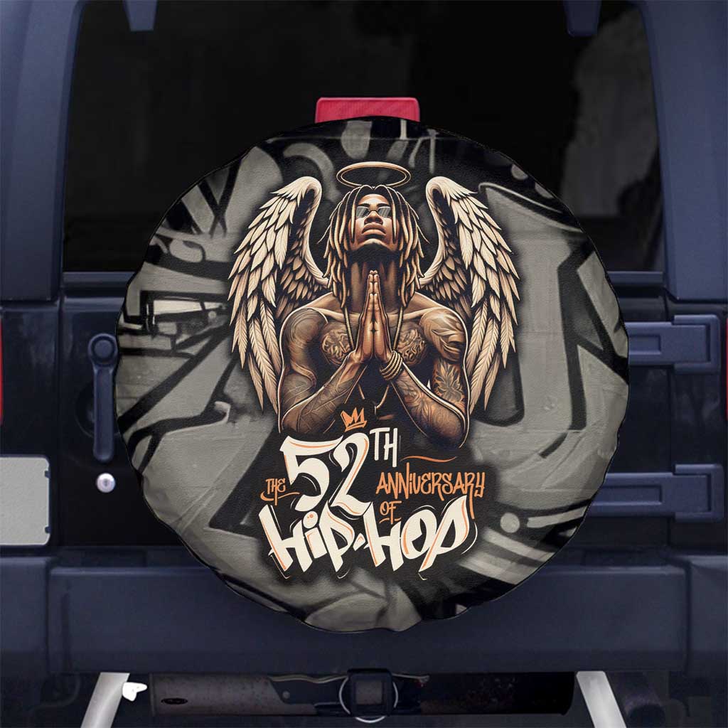 52th Anniversary Of Hiphop Celebration Spare Tire Cover with Praying Angel Graphic and Urban Graffiti Background TS04