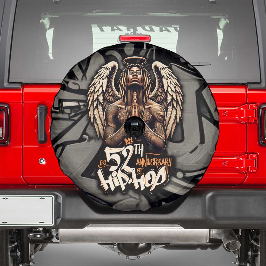 52th Anniversary Of Hiphop Celebration Spare Tire Cover with Praying Angel Graphic and Urban Graffiti Background TS04