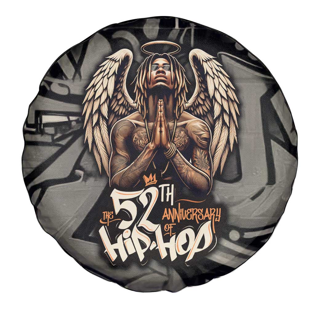 52th Anniversary Of Hiphop Celebration Spare Tire Cover with Praying Angel Graphic and Urban Graffiti Background TS04